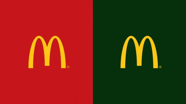 Rood-gele en groen-gele logo van Mcdonald's